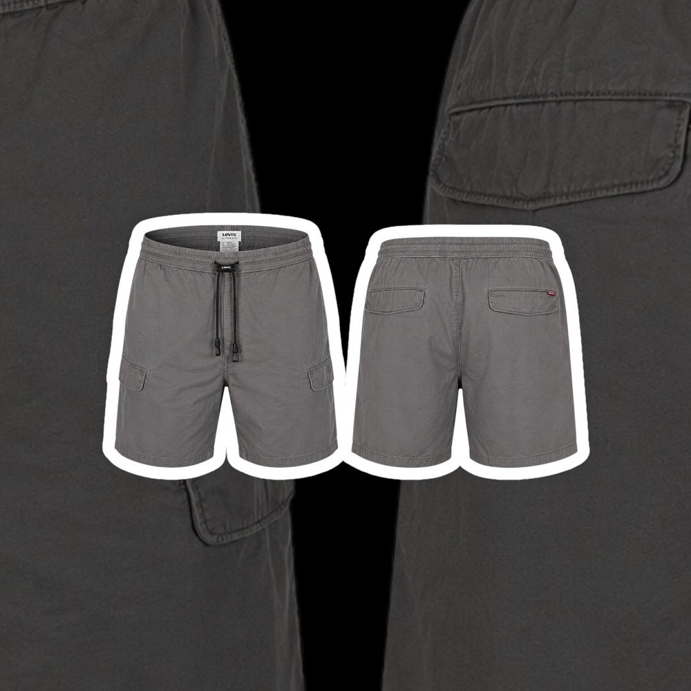 Levi's Trail Cargo 6"‎ Shorts Men's XL Gray Pewter Drawstring Water Less